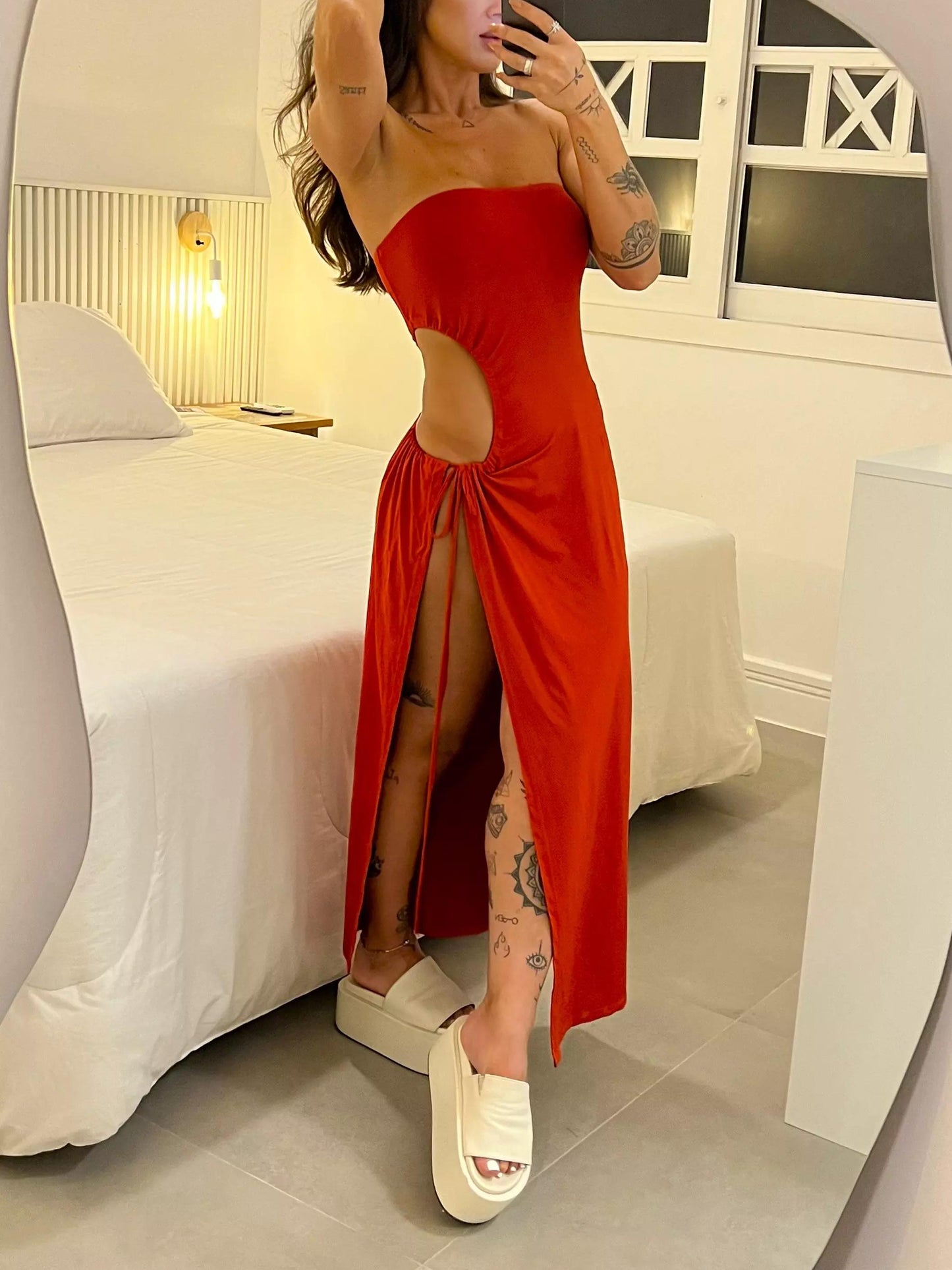 Bandeau Cut-Out Party Maxi Dress
