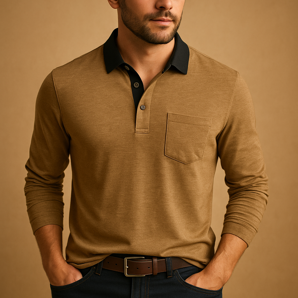 Casual cotton shirt with chest pocket for men | Adrian