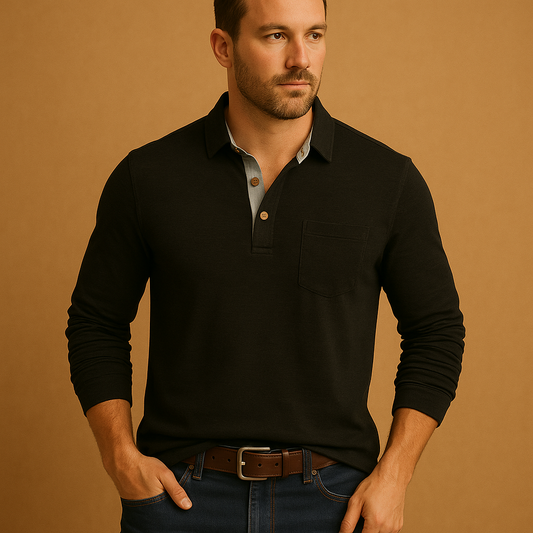 Casual cotton shirt with chest pocket for men | Adrian
