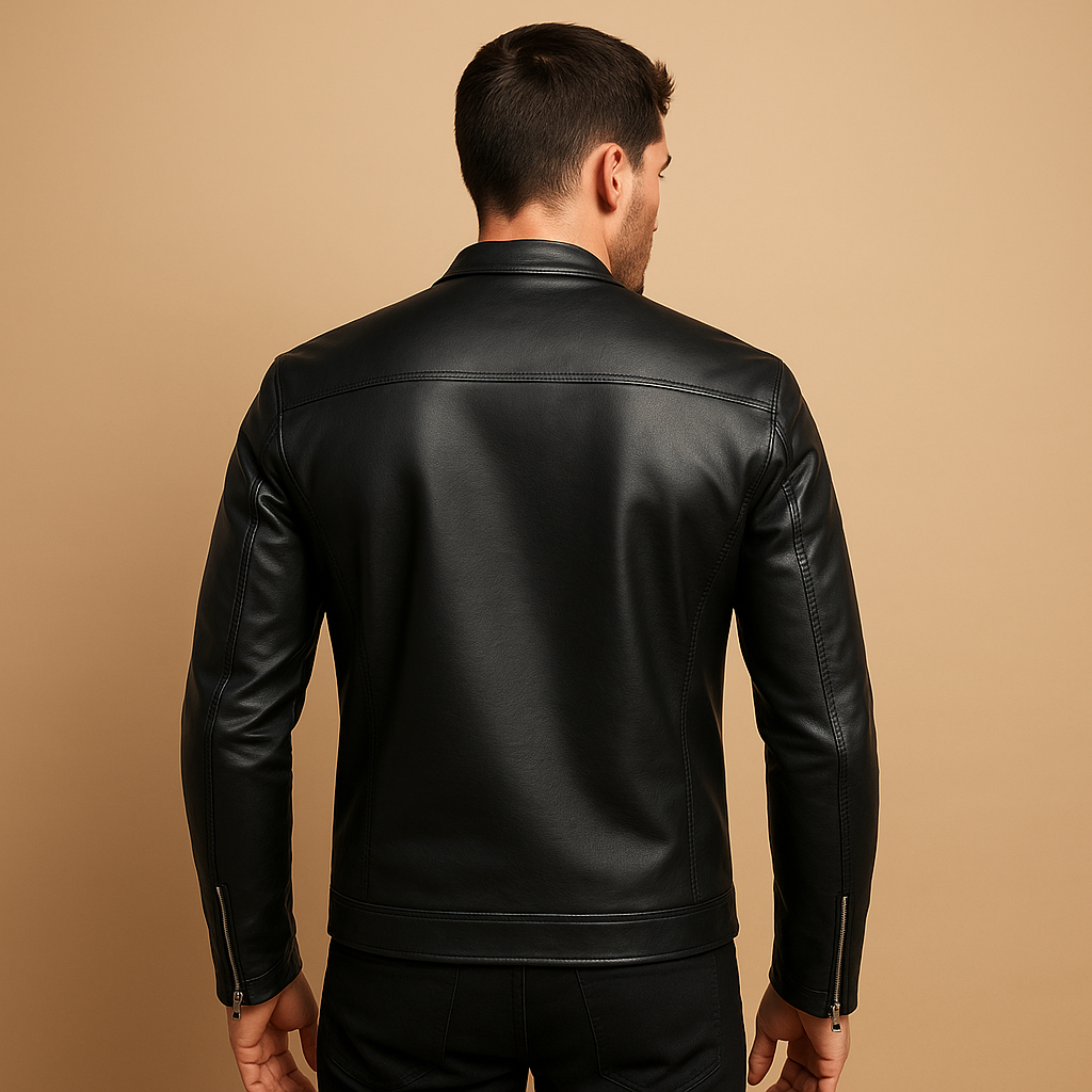 Waterproof black biker jacket for men | Adrian