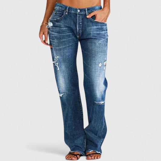 Women's Baggy Jeans – Distressed Wide Leg Denim