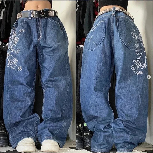 Women's Baggy Jeans – Wide Leg Cargo Pocket Denim