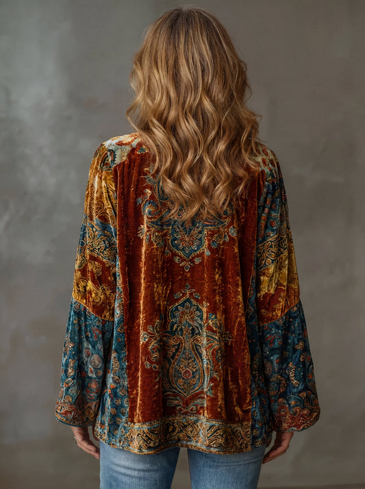 Women's Boho Jacket – Kimono-Inspired Patterned Layer