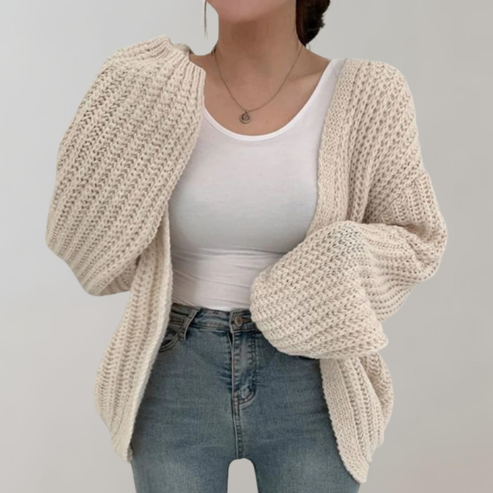 Women's Cardigan – Chunky Knit Open Front Layer