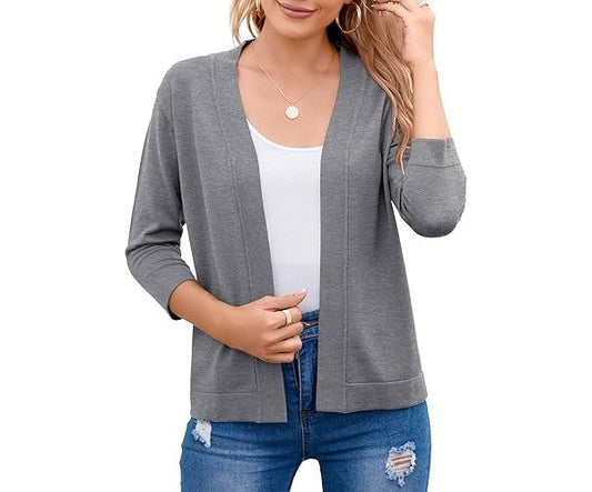 Women's Cardigan – Cropped Open-Front Lightweight Layer