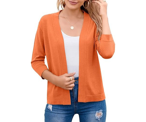 Women's Cardigan – Cropped Open-Front Lightweight Layer