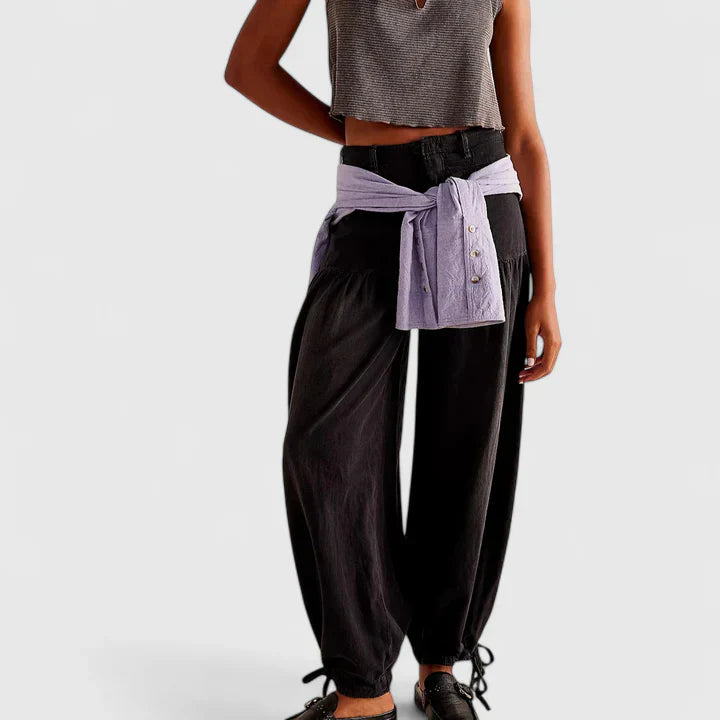 Women's Dress Pants – Balloon Leg Denim Trousers