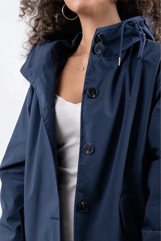 Women's Jacket – Hooded Long Rain Jacket