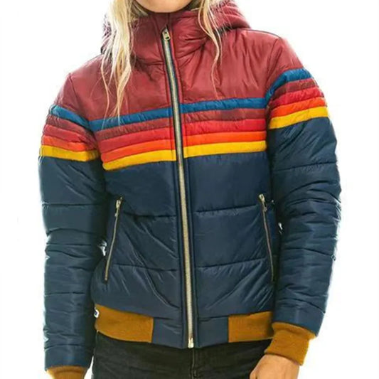 Women's Jacket – Hooded Retro Puffer Jacket