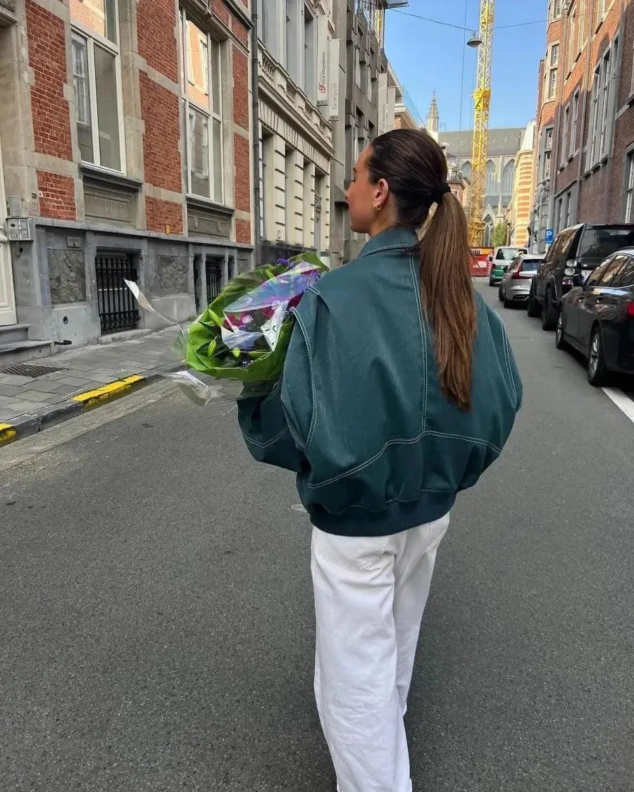 Women's Jacket – Oversized Faux Leather Utility Shacket