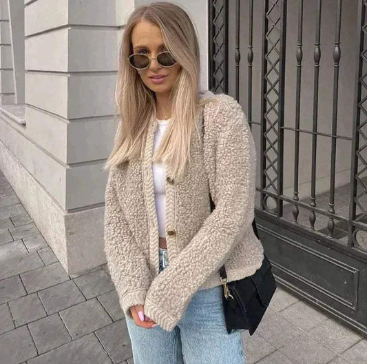 Women's Jacket – Teddy Button Front Overshirt