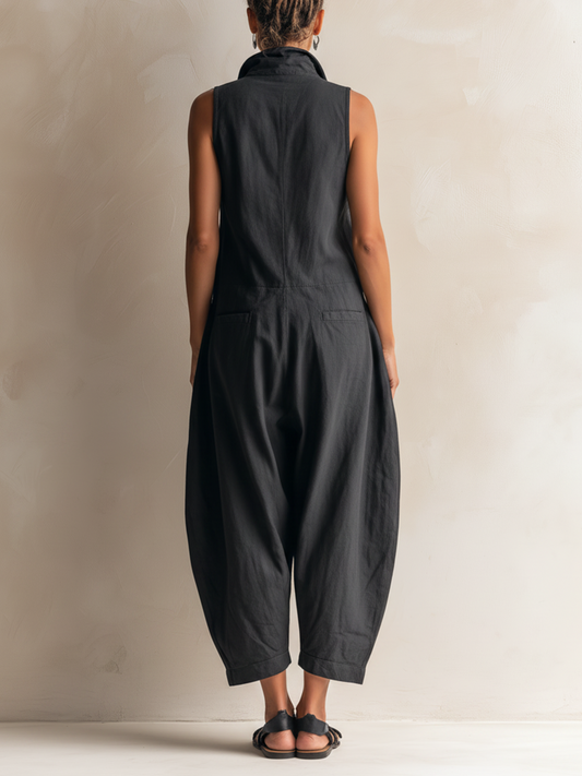 Women's Jumpsuit – Wide-Leg Sleeveless Utility Style