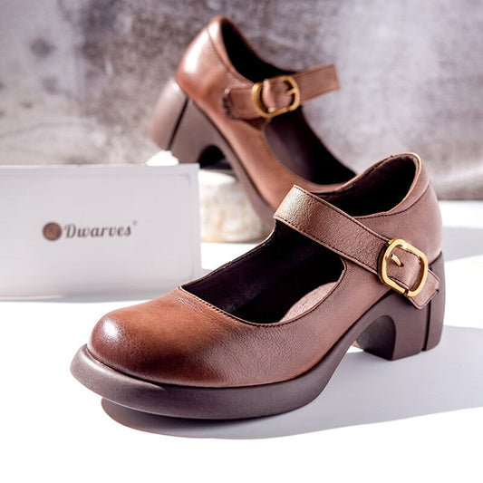 Women's Mary Jane Shoes – Block Heel Buckle Pumps