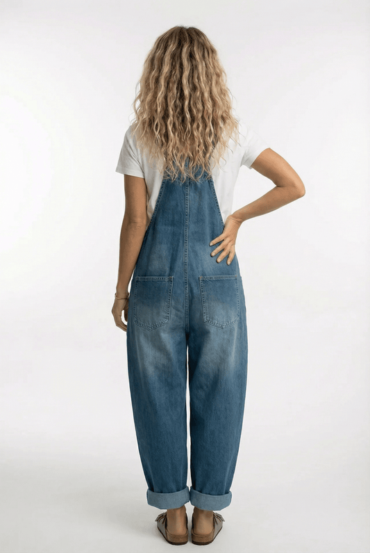 Women's Overalls – Relaxed Denim Button-Front Bib Style