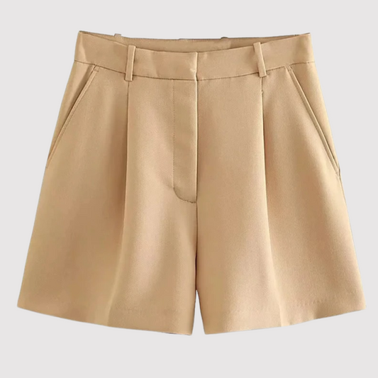 Women's Shorts – High-Waisted Tailored Pleated Shorts