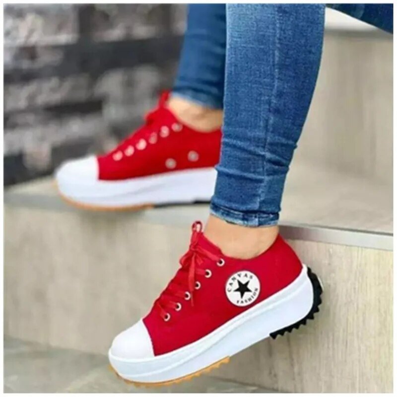 Women's Sneakers – Platform Lace-Up Casual Shoes
