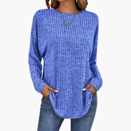 Women's Sweaters – Ribbed Round Neck Knit Sweater