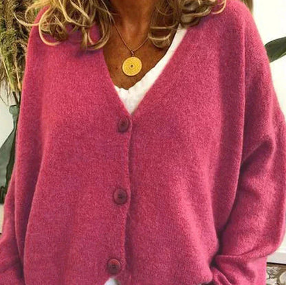 Women's Cardigan – Relaxed V-Neck Button-Front Style