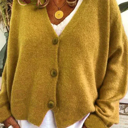 Women's Cardigan – Relaxed V-Neck Button-Front Style