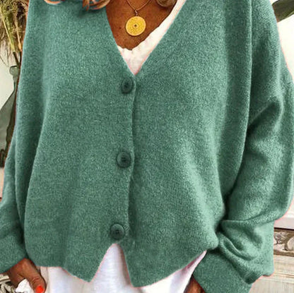 Women's Cardigan – Relaxed V-Neck Button-Front Style