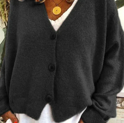 Women's Cardigan – Relaxed V-Neck Button-Front Style