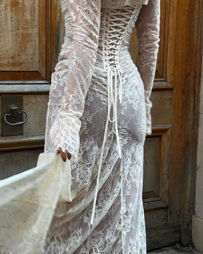 Livilla Long Lace Wedding Guest Maxi Dress