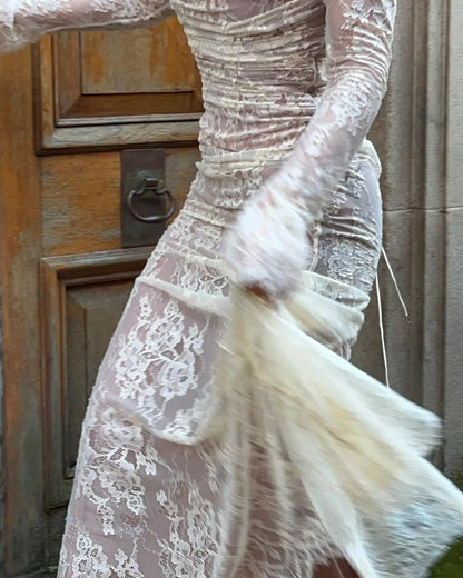 Livilla Long Lace Wedding Guest Maxi Dress