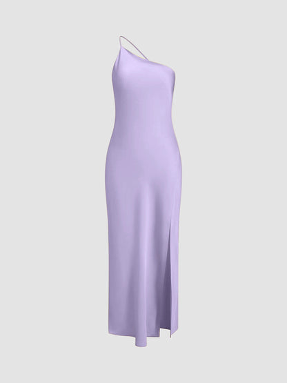 Open Back Satin Wedding Guest Maxi Dress