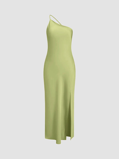 Open Back Satin Wedding Guest Maxi Dress