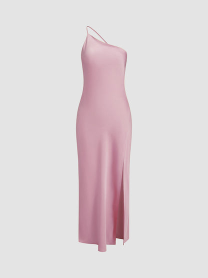 Open Back Satin Wedding Guest Maxi Dress