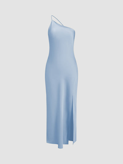 Open Back Satin Wedding Guest Maxi Dress