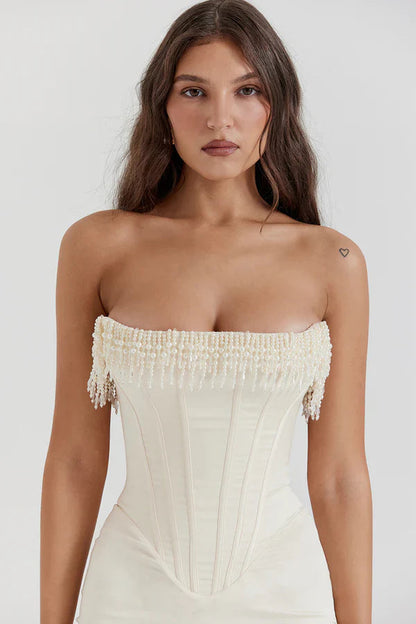 Bella Strapless Wedding Guest Maxi Dress