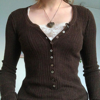Slim Fit Long Sleeve Knit Top