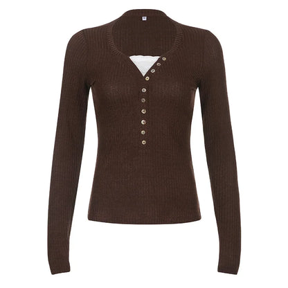 Slim Fit Long Sleeve Knit Top