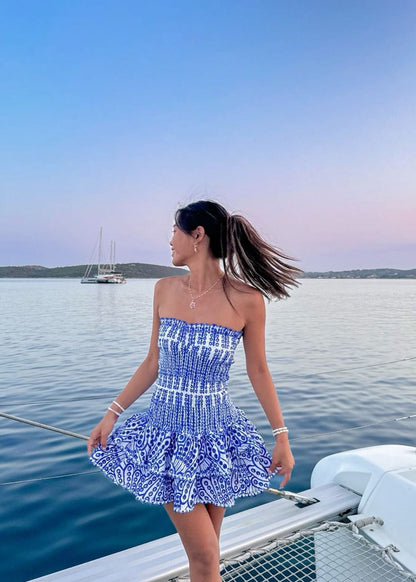Dolce Amalfi Blue Summer Mini Dress