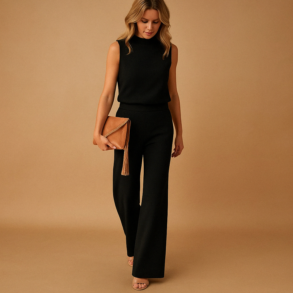 Elegant wide-leg mid-waist jumpsuit for women | Sienna