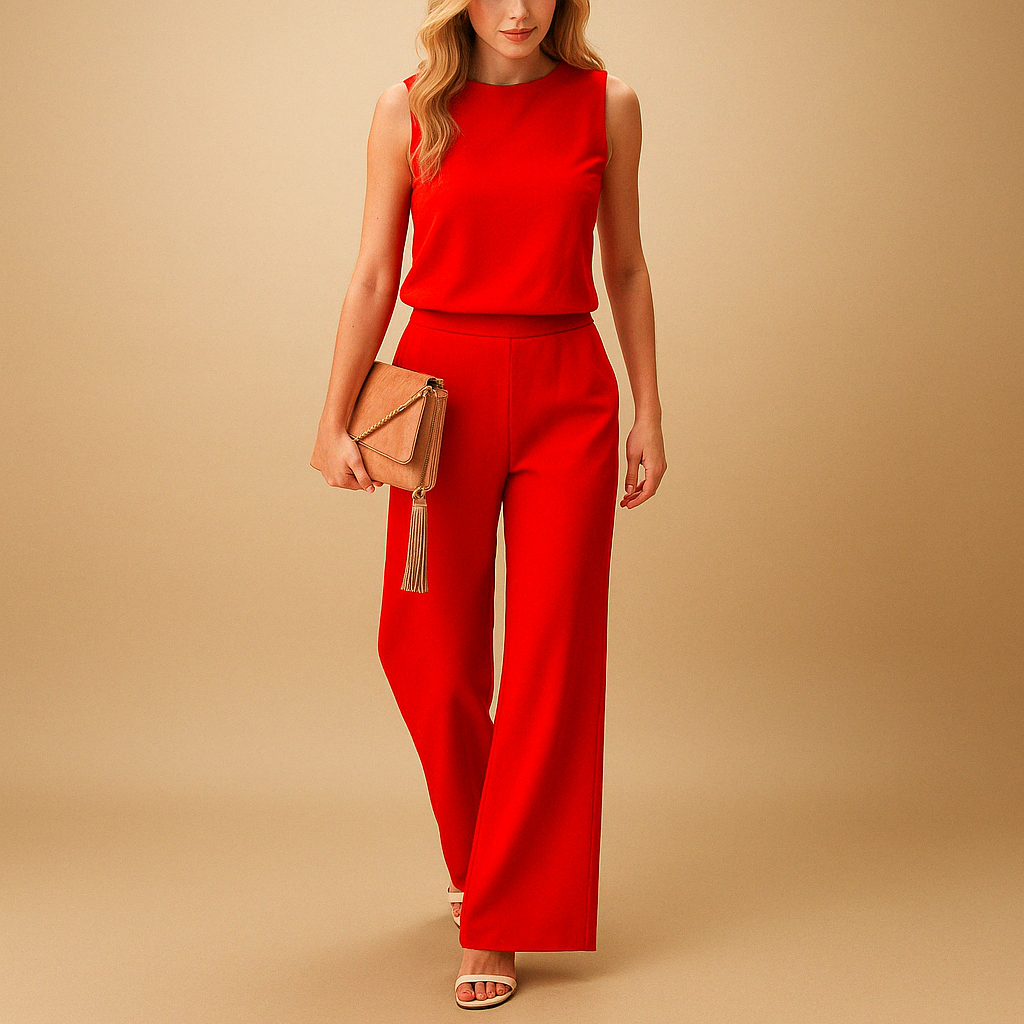 Elegant wide-leg mid-waist jumpsuit for women | Sienna