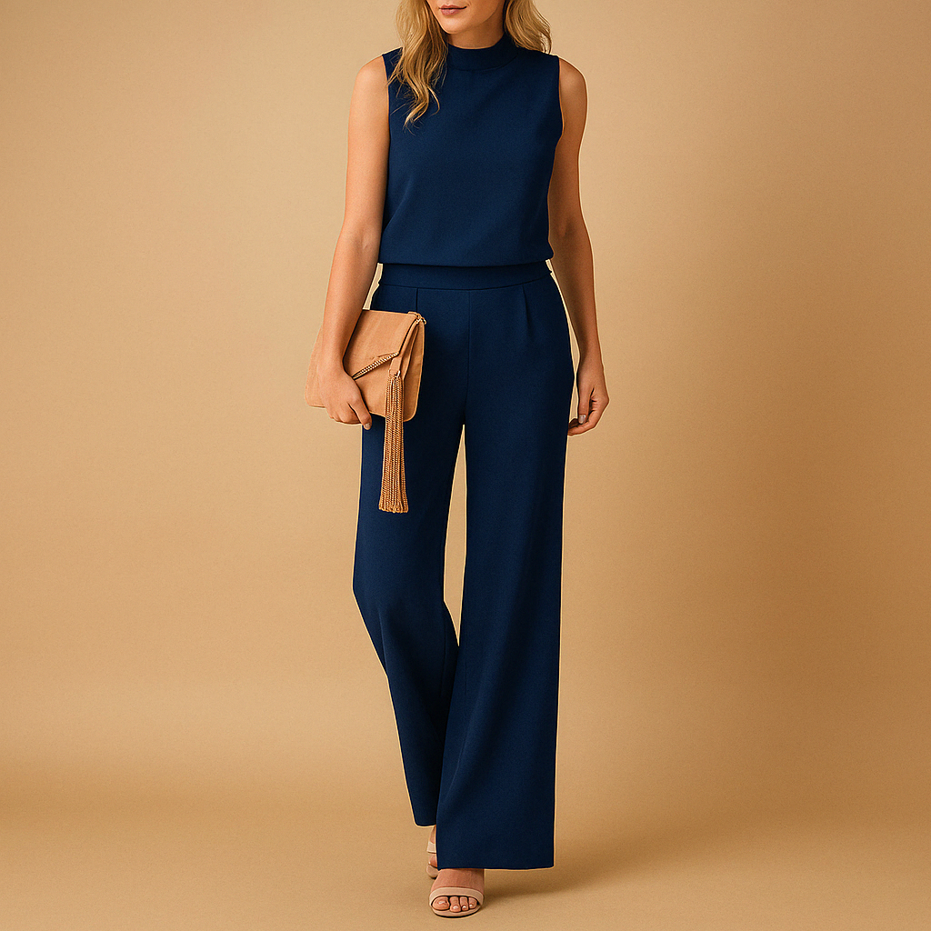 Elegant wide-leg mid-waist jumpsuit for women | Sienna