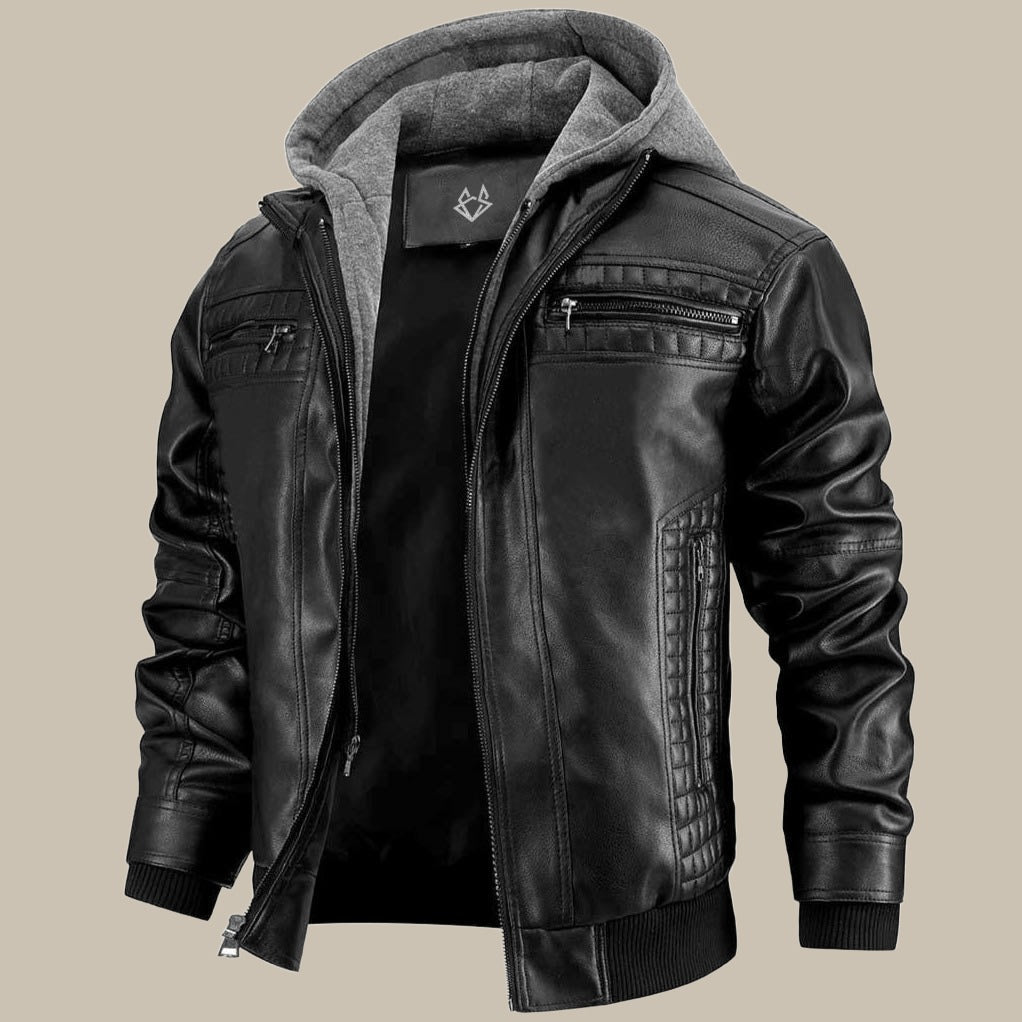 Parker - Vegan Leather Hooded Jacket