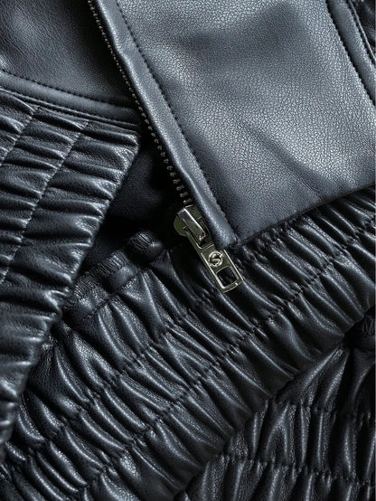 Women's Casual Black Faux Leather Jacket