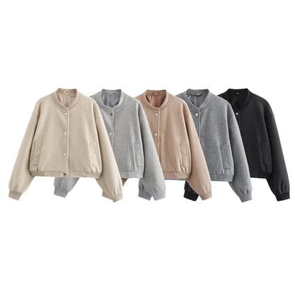 Women's Light Cropped Bomber Jacket