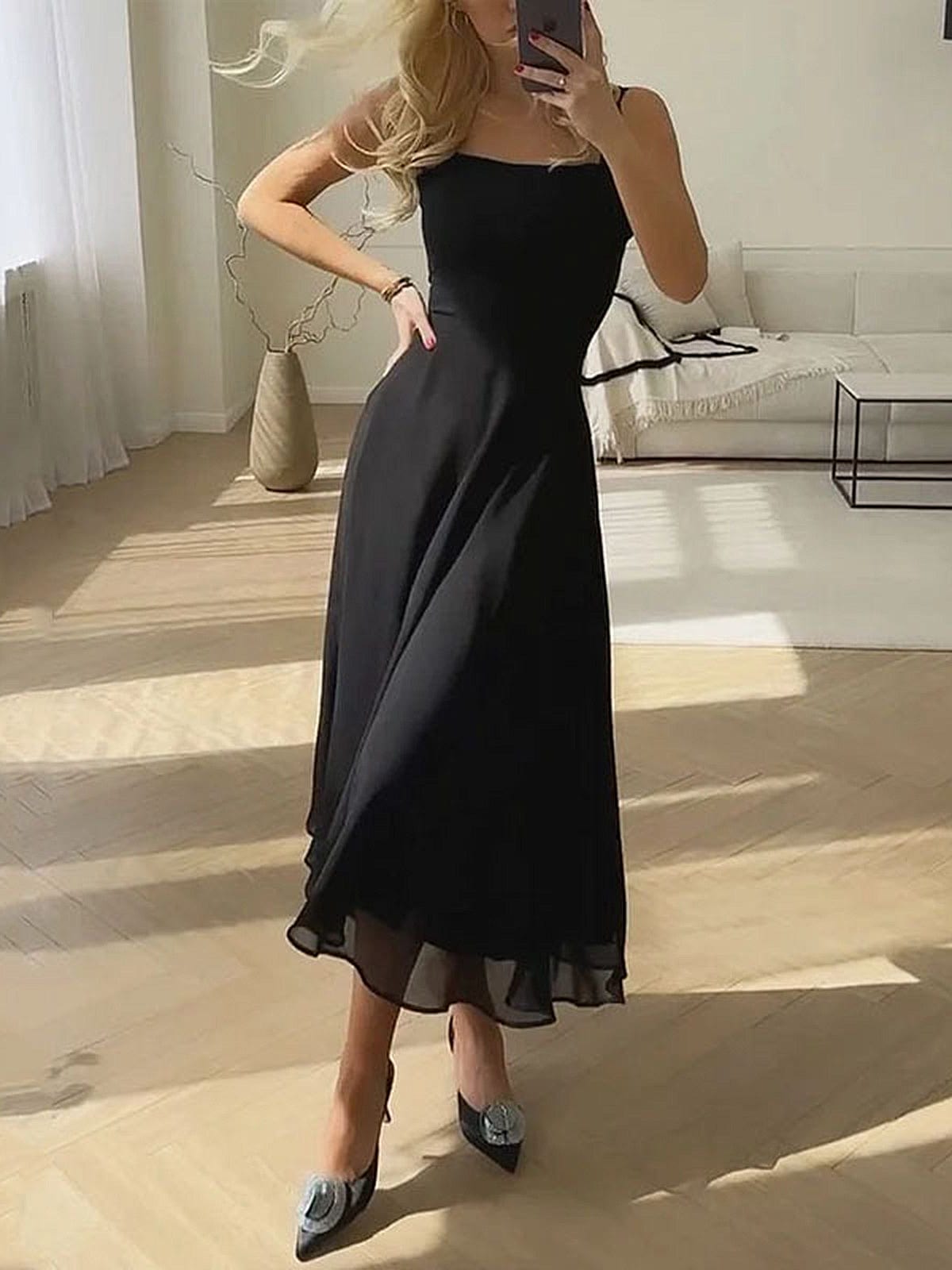 Marie Elegant A-line Summer Wedding Guest midi dress