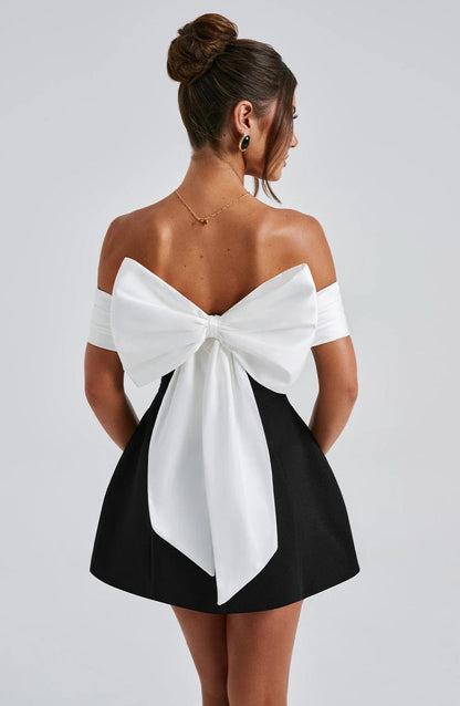 Noir Bloom Evening Party Mini Dress