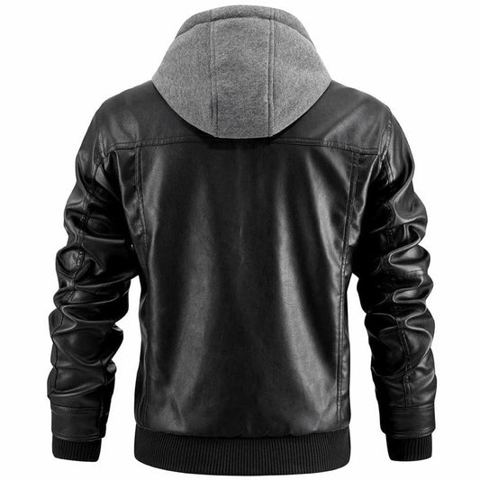 Parker - Vegan Leather Hooded Jacket