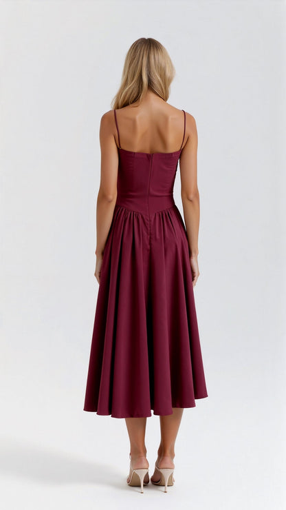 Odette Cute Corset Cocktail Midi Dress