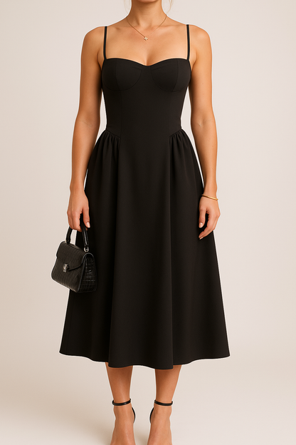 Pleated Skater Work Maxi Dress