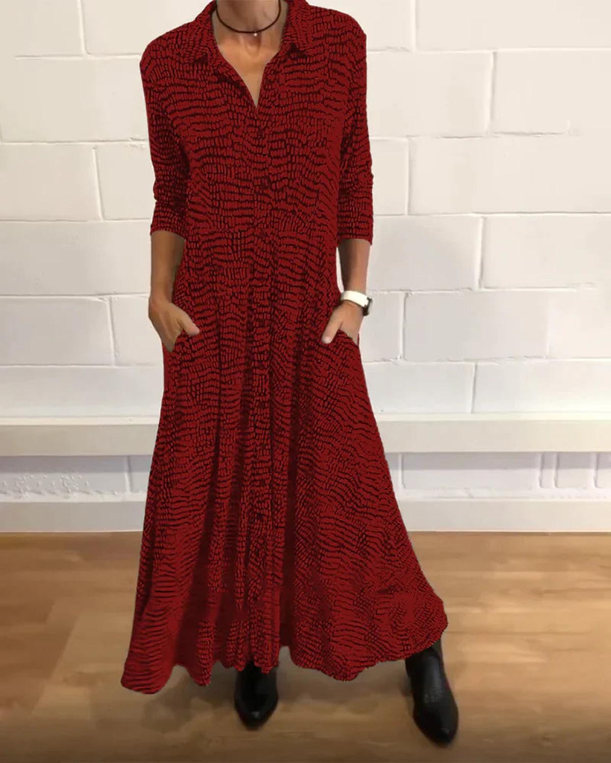 Long Relaxed Dress With V-Neck
