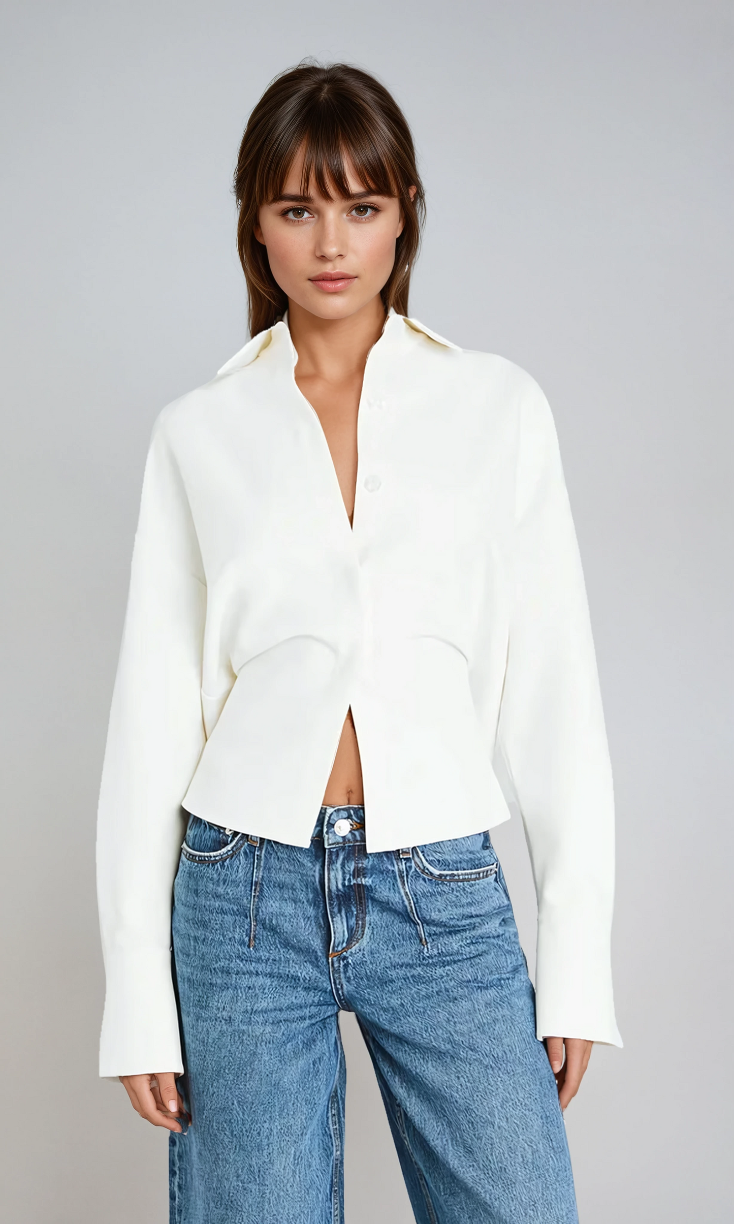 Draped Button Down Shirt