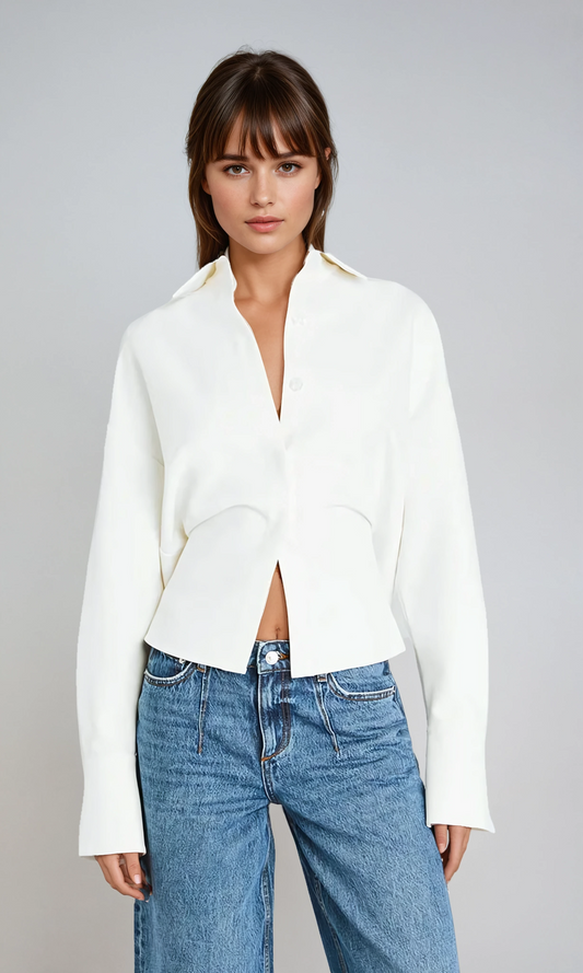 Draped Button Down Shirt