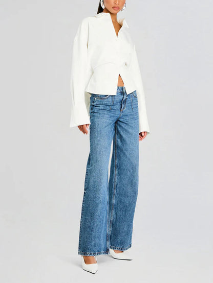 Draped Button Down Shirt